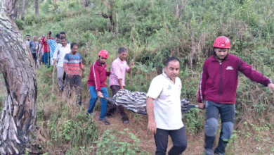महिला की चट्टान से गिरकर दर्दनाक मौत